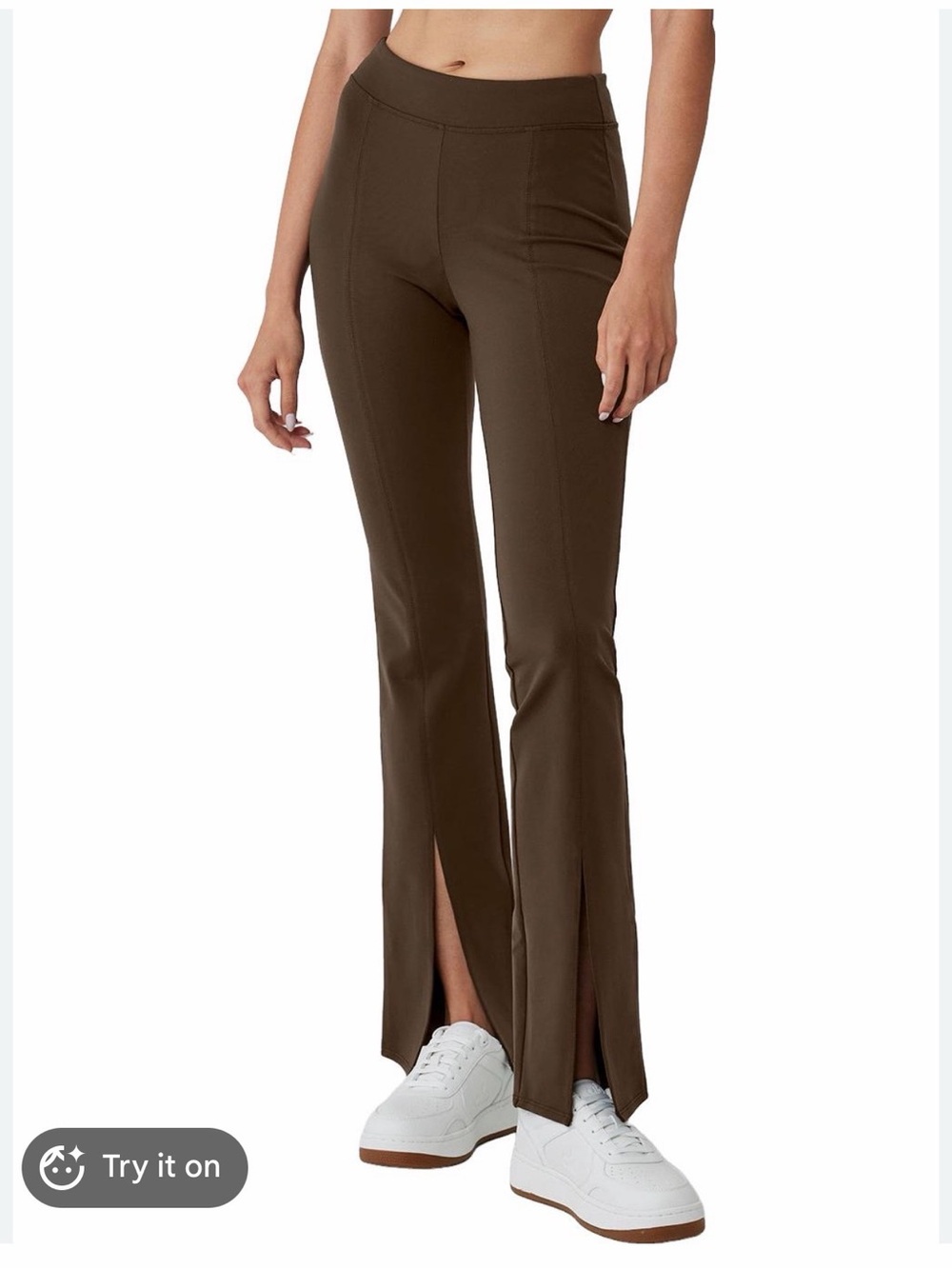ALO Yoga Women's Dark Brown Split-Hem Boot Cut Pants Size L